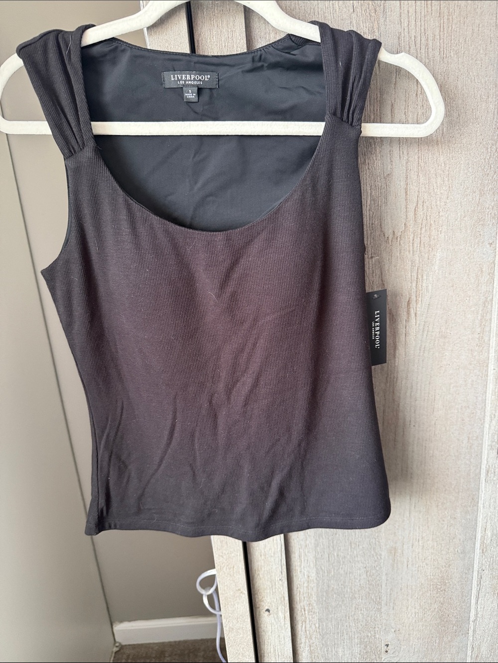 Liverpool Black Scoop Neck Sleeveless Tank with built in bra